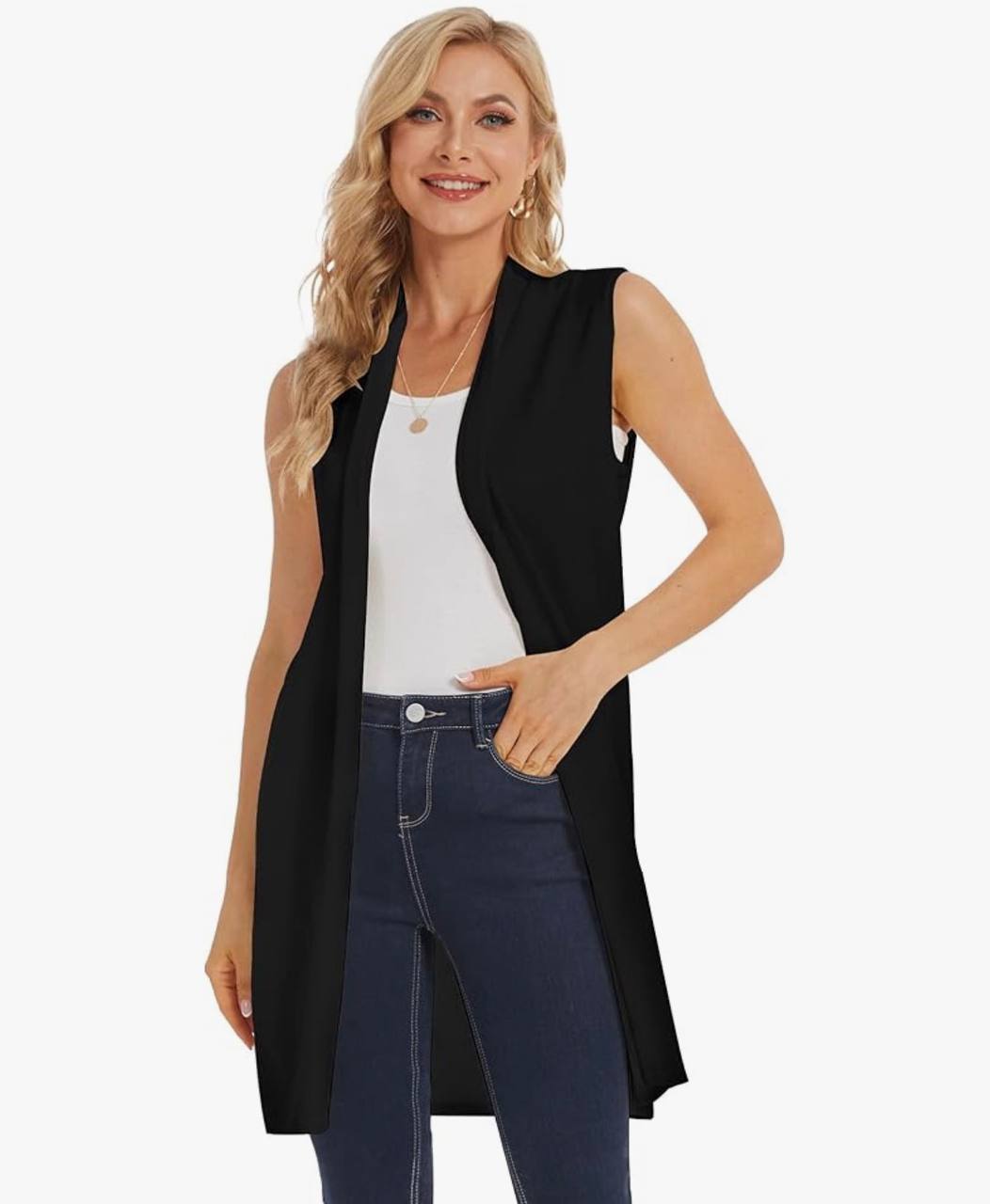 Long Sleeveless Duster Vest