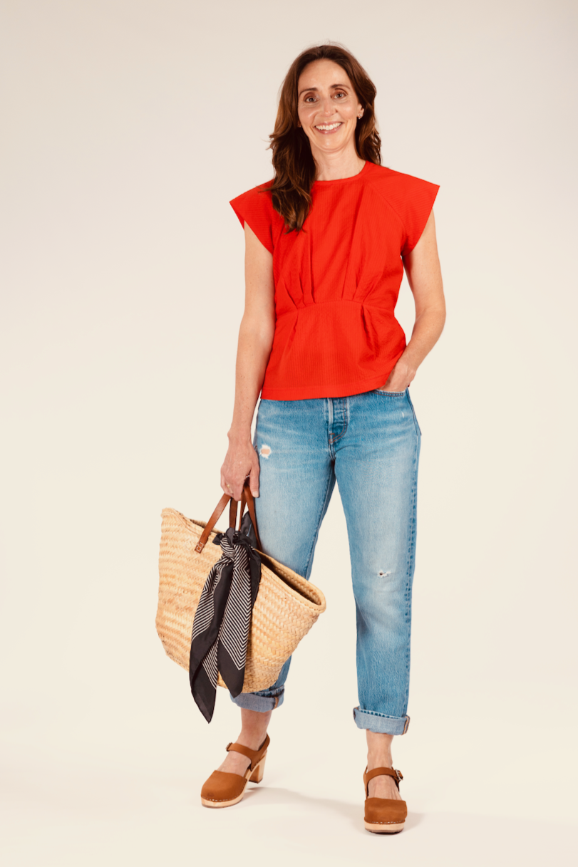 Seersucker Peplum Top