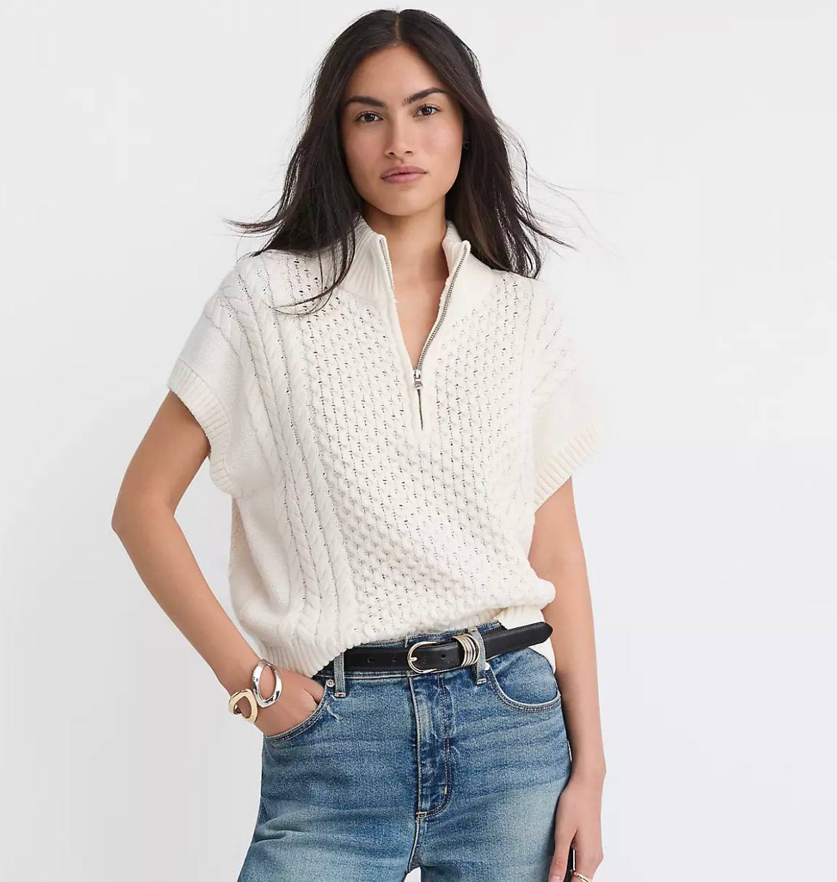 Cable Half-Zip Wedge Sweater