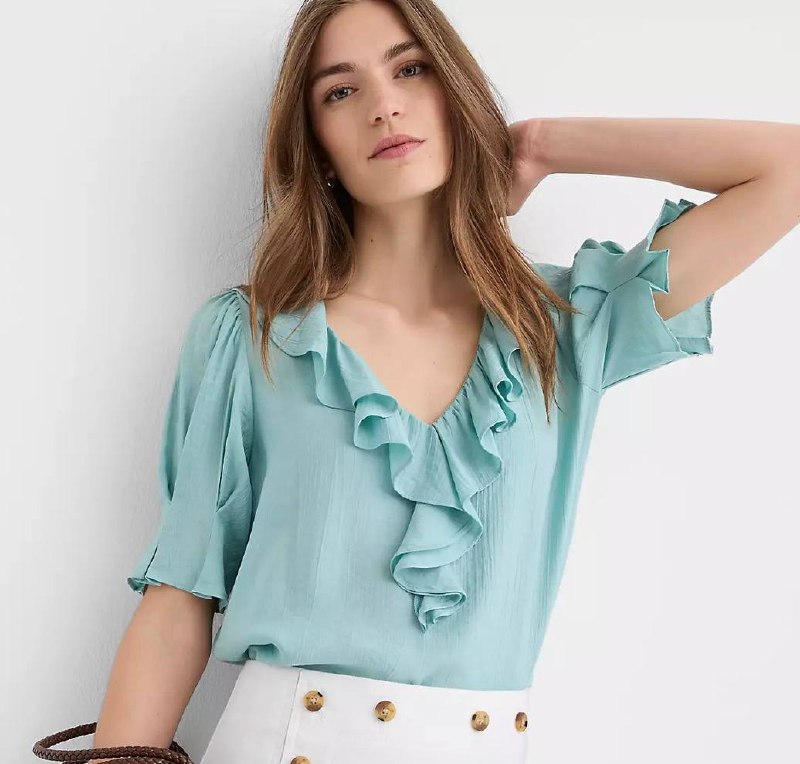 Pintucked Ruffle Blouse